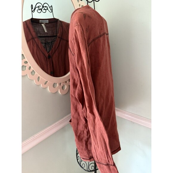 Lady’s Image Blazer Medium Rust Red Blazer Jacket Lagenlook Artsy Linen - Picture 7 of 10